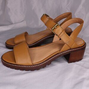 Madewell Tan Leather Lug Sole Block Heel Sandals Size 8 NWOB